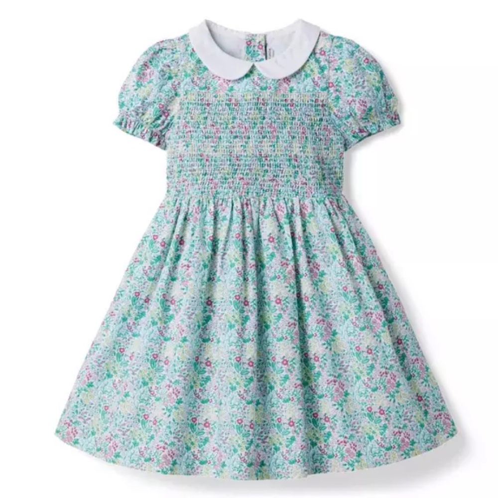 NWT - Janie and Jack - The Charlotte Smocked dress - Mint Chip Floral - Size 5